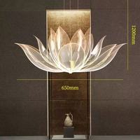 Lustre de plafond en forme de fleur de lotus de style chinois, en tissu maillé, pétales en maille, couleur et taille personnalisées pour salon de thé, restaurant, villa