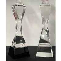 ADL – trophée en verre de cristal de haute qualité, diamant rouge et rose, Logo personnalisé, récompenses avec Base noire