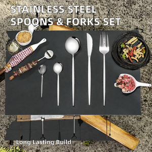Black Stainless Steel Flatware Set <b>Mirror</b> Polished Reusable Elegant <b>Camping</b> Dinnerware - Product Image 2