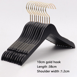 Tùy Chỉnh Cao Cấp Áo Sơ Mi Áo Người Lớn Quần Áo Móc Áo Bằng Gỗ Phù Hợp Với Quần Móc Vàng Móc <span class=keywords><strong>Clip</strong></span> Sang Trọng Màu Đen Gỗ Móc Treo Với Logo - Product Image 6