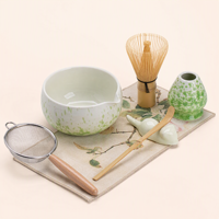 Ensemble de cérémonie du thé Matcha avec fouet en bambou naturel, bol en céramique et boîte cadeau pour la vente en gros