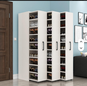 Trắng trượt chống bụi Tủ giày với cán bánh thiết kế giá giày thực tế - Product Image 1