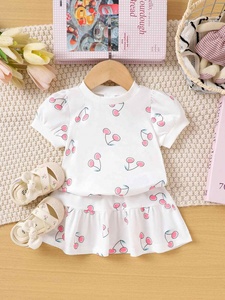 Conjunto de Dos Piezas de Moda Infantil para Niñas, Top con Mangas Abullonadas y Falda con Volantes - Product Image 6