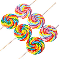 Op maat gemaakte HALAL 85g fruitige regenboog hartvormige handgemaakte swirl harde lolly snoep in doos voor Valentijnsdag