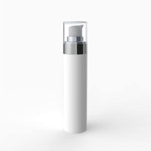 Botella cosmética de plástico sin aire blanca brillante con tapa transparente de 50ml de fabricación italiana para embalaje para el cuidado de la piel de calidad superior - Product Image 1