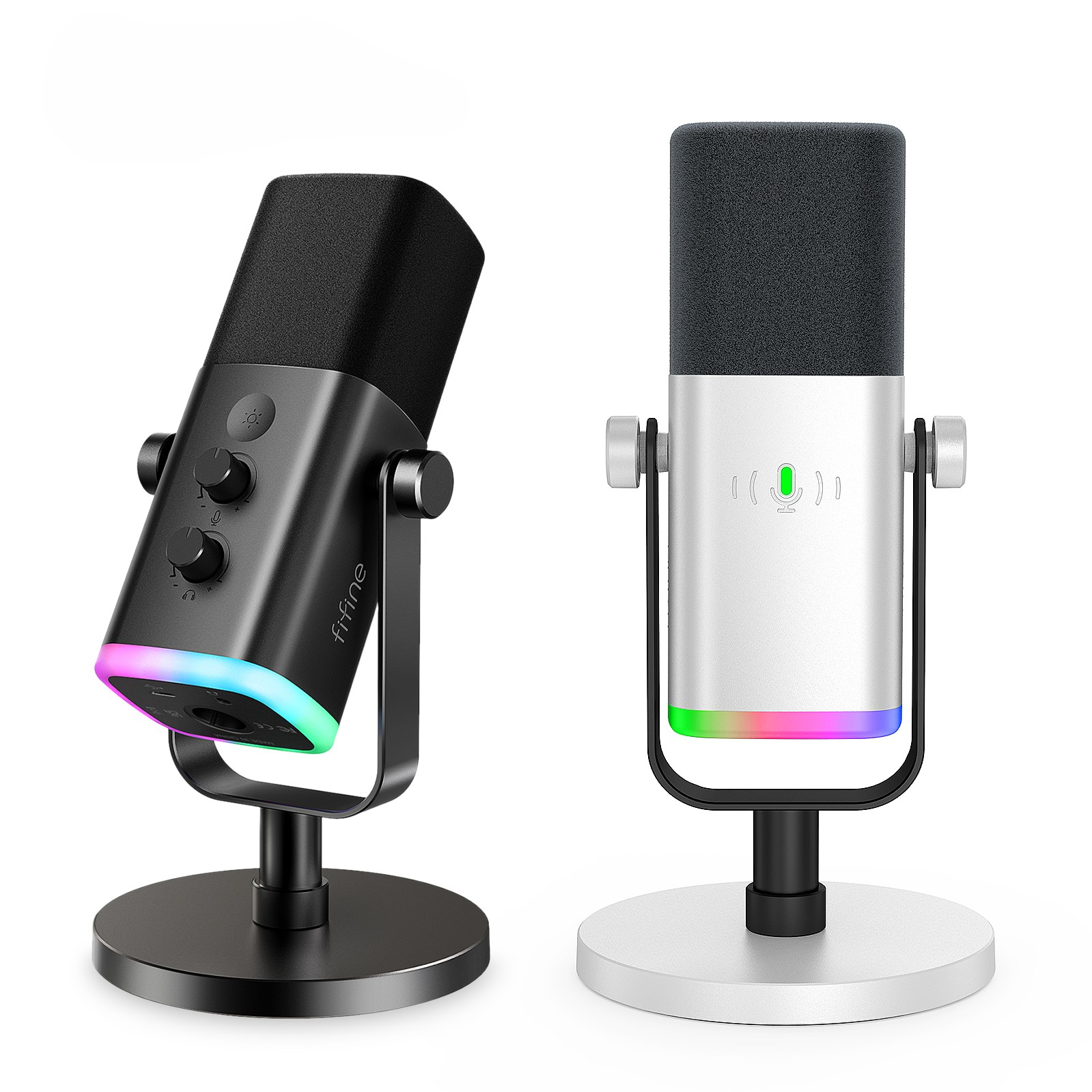 fifine AM 8 マイクロフォン USB/XLR Dynamic Microphone with RGB, Touch-mute, I/O