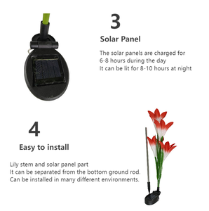 Decoración para Jardín Exterior, Paquete de 2 Piezas, Lámpara <span class=keywords><strong>Solar</strong></span> de Estaca con Flor de Lirio de Tela, Impermeable, <span class=keywords><strong>12</strong></span> Horas, Faroles Solares para Césped de Jardín - Product Image 3