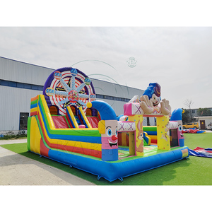 Château gonflable coloré sur le thème des clowns avec toboggan et motifs animaux pour les fêtes d'anniversaire des enfants, les événements de jeux <span class=keywords><strong>en</strong></span> plein air - Product Image 2