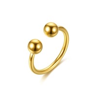 18K or 6mm sphère ronde Double boule ouverte réglable anneau d'articulation en acier inoxydable bijoux de mode anneaux d'orteil pour les femmes