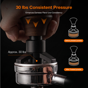 Prensador de Café Manual con Base de Acero Inoxidable y Mango de Madera Ecológico y Duradero de 51 mm, 53 mm, 58 mm, con Resorte y Autonivelación - Product Image 4