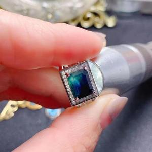 แหวนหมั้นผู้ชายเงินแท้ 925 ชุบทองคำขาวคุณภาพสูง ประดับพลอยไพลิน - Product Image 6