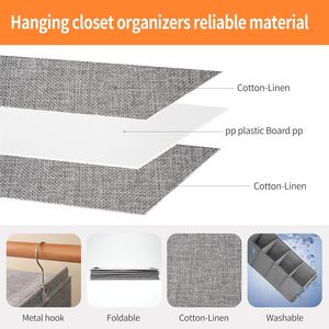 Hanging Closet Organizer <b>6</b> Shelf With <b>Drawers</b> Detachable Dark Gray Clothing Storage Bedroom Use - Product Image 4