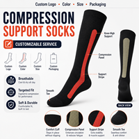 Chaussettes de compression personnalisées en coton, élasthanne et nylon, motif noir, pour usage quotidien