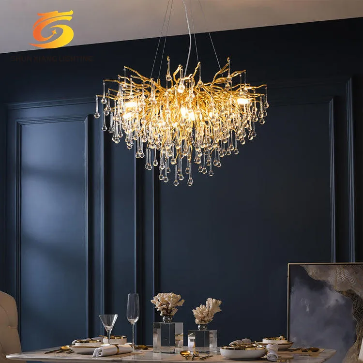 2024 Zhongshan Lighting Technology Hanging Decor Luxury Chandelier Crystal Brass Large Gold Led Contemporary Pendant Lights