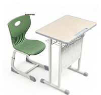 Bureaux fixes pour étudiants du secondaire en métal et MDF, chaises en plastique confortables pour la maison, à prix abordable