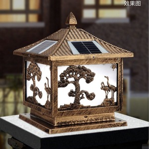 Lampe solaire à pilier bronze pour extérieur, lampe murale de jardin à LED avec panneau solaire pour la décoration de cour - Product Image 1