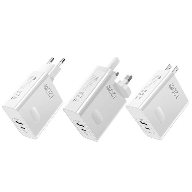 2-in-1 120W Fast Charging Adapter PD USB C with Quick GaN Charger for Huawei & for Samsung Phones