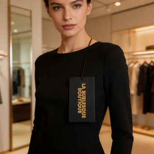 Etichetta Pendente Personalizzata in Carta Nera con Stampa Logo/Nome, MOQ Ridotto, per Abbigliamento e Gioielli - Product Image 6