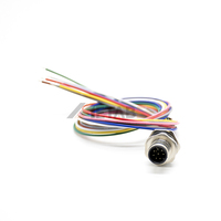 Connecteur M12 8 broches A-codé mâle à montage arrière avec câble 24AWG