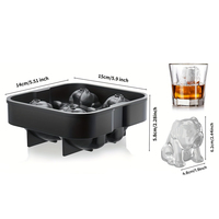 3D Bulldog BPA-Free Silicone Ice Cube Plate, 4 cavités Grand moule de glace de chien pour whisky, Machine à glace à libération f
