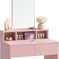 Table de maquillage moderne avec miroir éclairé, meuble de chevet intégré, coiffeuse à rabat avec bac, petite commode murale pour chambre à coucher