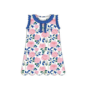 Vestido de Verano para Niña GSD3916, Estampado de Flores Rosas, Sin Mangas, Hasta la Rodilla, Algodón y Elastano, Venta al Por Mayor - Product Image 5