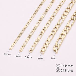สร้อยคอทอง 14K ชุบทองเหลืองแบบ Cuban Link Figaro มีหลายขนาดและความยาวให้เลือกสำหรับทุกเพศ เหมาะสำหรับวันครบรอบ - Product Image 1