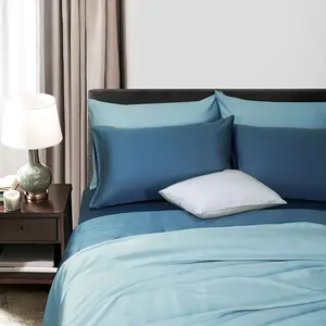 Plain Blue Bed Sheet Tencel Bedding Set Silk Bedsheet Eucalyptus Lyocell Bedding Sheets 300Tc Queen Size Duvet Cover