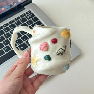 Novelty Starfish Mug Ocean Themed Seashell Ceramic Cup Hand-Painted Irregular Beach Coffee Mug - Product Image 3