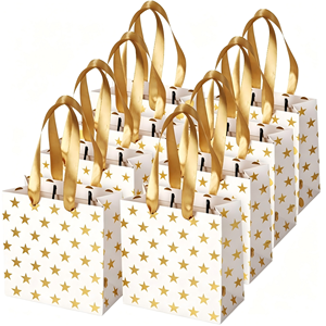 Premium Eco Friendly Recyclable Custom Printed Luxury Cardboard Paper Gift Bag With Ribbon Handle For Shopping Packaging