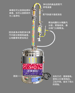 Distillateur d'huile essentielle de citronnelle en acier inoxydable 15-98 L, semi-automatique, à distillation sous vide, équipement de parfumerie à moteur électrique - Product Image 2
