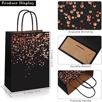 Sacs en papier Kraft noir, pochette personnalisée pour cadeau de fête, Shopping, impression à chaud, cadeau d'anniversaire, vente en gros, unités