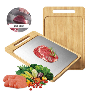 Tabla de cortar de madera de arce de doble cara 2 en 1 Tabla de cortar de acero inoxidable 304 Cocina de bambú Rectángulo ecológico - Product Image 1