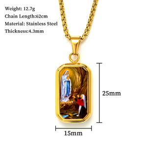 Giveluck Octagon Mặt dây chuyền của chúng tôi phụ nữ của lourdes Vòng cổ đồ trang sức tôn giáo hình ảnh chấp nhận tùy chỉnh cho bán buôn cửa hàng đồ trang sức - Product Image 2