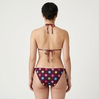 Badpakkenfabrikant op maat gemaakte badkleding van gerecycled materiaal met contrastbies, kleurrijke stippen, dubbel gevoerd, dames bikini sets.