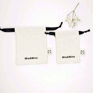 Sac à chaussures en toile de coton beige de haute qualité personnalisé pour bagues et boucles d'oreilles - Emballage promotionnel - Product Image 6