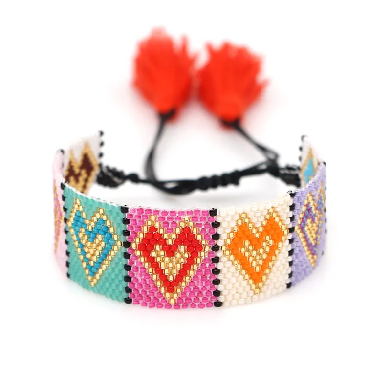 Giá Bán Buôn Handmade Miyuki Hạt Đầy Màu Sắc Heart Bracelet