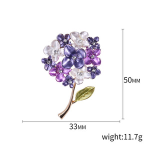 Broche de diamante antiguo para mujer Flor de esmalte púrpura con diamantes de imitación transparentes Estilo de moda para boda o fiesta - Product Image 2