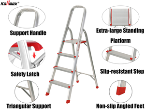Escaleras plegables de 2-9 escalones <span class=keywords><strong>Silla</strong></span> plegable compacta de aluminio Escaleras anchas Escalera doméstica - Product Image 2