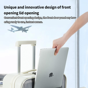 Valise PC multifonctionnelle à ouverture frontale pour la vente en gros, bagage à roulettes de voyage, valise cabine 20 pouces avec roues universelles - Product Image 4