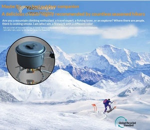 Réchaud de camping portable en acier inoxydable antiadhésif pour extérieur, résistant au vent, finition brossée, design minimaliste YCX YCX-7 - Product Image 4