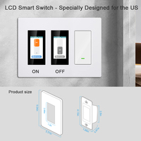 Interrupteur tactile intelligent WiFi avec écran LCD, détecteur de mouvement, commande vocale, 10A, 3 voies, IP44, domotique