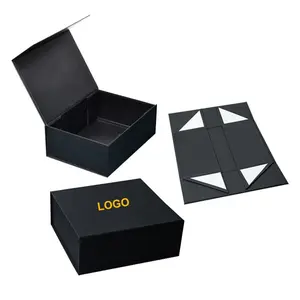 Изготовленный на заказ роскошный черный большой жесткий парик шляпа упаковочная коробка с закрытием Складная магнитная бумажная Подарочная коробка для одежды Ювелирные изделия обувь футболка
