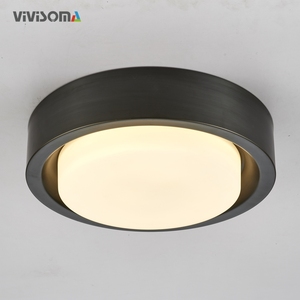 <span class=keywords><strong>Plafonnier</strong></span> LED <span class=keywords><strong>rond</strong></span> en cuivre noir CM38050, 36W, abat-jour en verre, style européen moderne pour salon, chambre, bureau - Product Image 2
