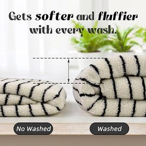Ensemble de serviettes en coton 100% à fibres longues de haute qualité, design minimaliste nordique, épaisses, ultra douces, haute densité, serviettes de bain en coton de luxe pour spa - Product Image 5