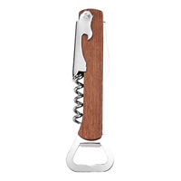 Tire-bouchon décapsuleur multifonctionnel portable en acier inoxydable avec logo personnalisable, en forme de tranche de bois, pour vin rouge et bière