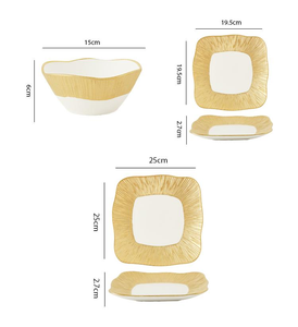 Saudi 3-Piece Sesame Glaze Bone China Dinnerware <b>Set</b> OEM/ODM Luxury Eco-Friendly <b>Microwave</b> Safe Tableware for 1 Person - Product Image 2