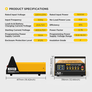 AUTOOL EM365 <span class=keywords><strong>3</strong></span> in 1 Inverter Programmabile Caricabatterie Avviatore d'Emergenza Portatile per Auto Power Bank - Product Image 6