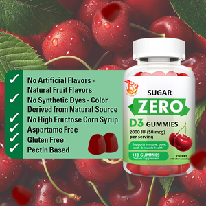 Factory Wholesale Natural Herbal Supplements with Vitamin D3 <b>Sugar</b> Alcohol Vitamin D3 Gummies <b>Sugar</b> <b>Zero</b> Supports Bone Teeth - Product Image 3