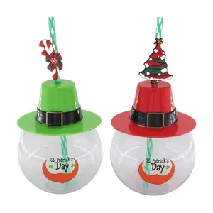 잉어 24OZ 크리스마스 할로윈 플라스틱 볼 컵 싱글 레이어 밀짚 컵 광고 홍보 크리스마스 선물